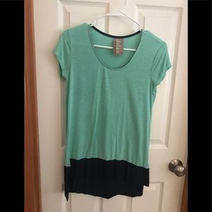 Sea green and navy blue top